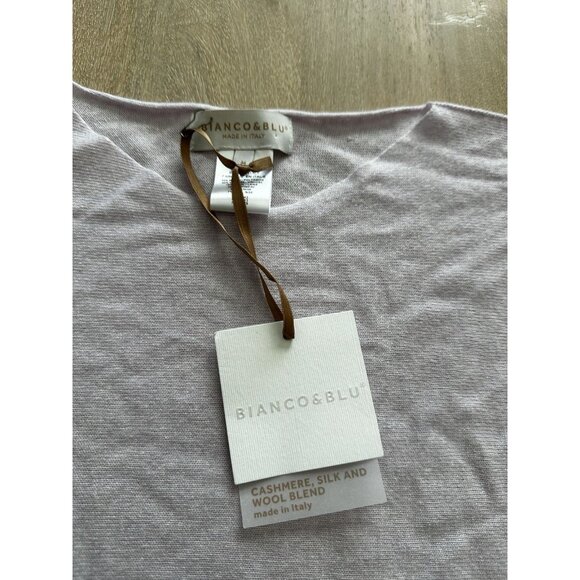 Bianco & Blue Lavender Boatneck Sweater Cashmere Silk Wool Blend Medium - Picture 2 of 6